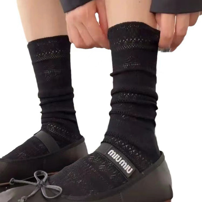 Wholesale Hollow out solid color calf socks, niche trend, retro sexy pile