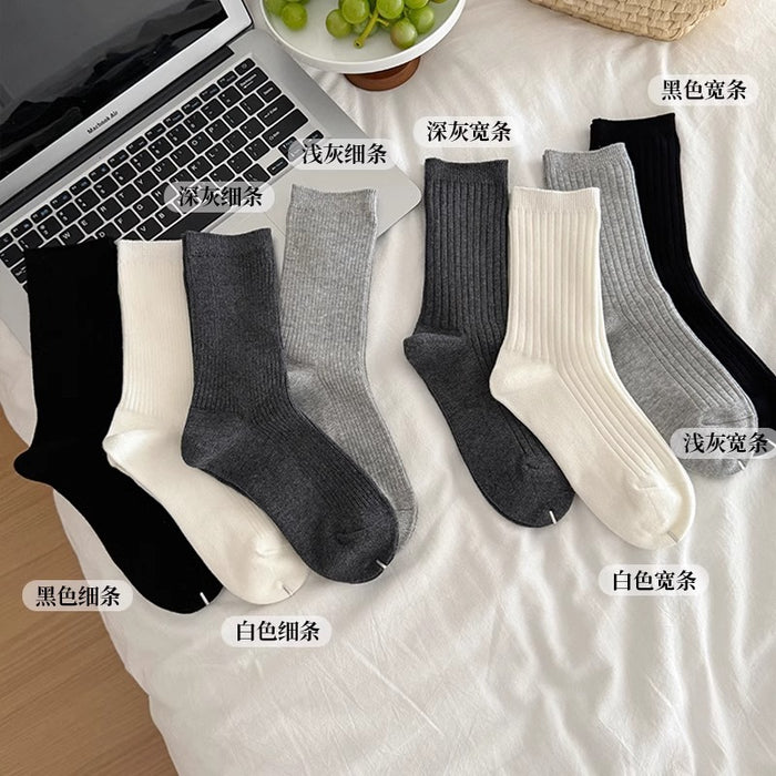 Wholesale Socks, mid tube socks, pure cotton Korean version, long tube, thin style, stacked socks