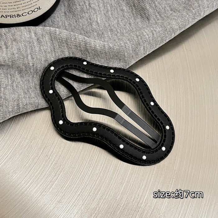 Wholesale Wave point leather hair clip with broken hair on the forehead, bangs clip, simple edge clip, hair clip headband