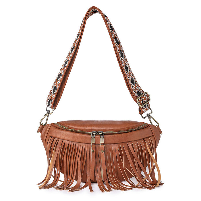 Wholesale Large Capacity PU Tassel Pleated Waist Bag JDC-SD-YouYJ002