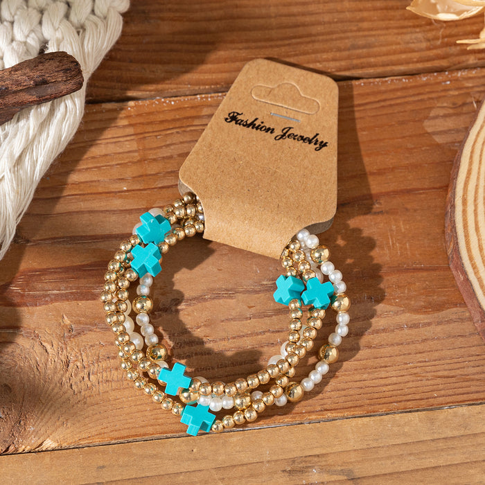 Wholesale Soft Clay Cross Bead Bracelet Suitable for Vacation  Multi-Layered Elastic String Bracelet