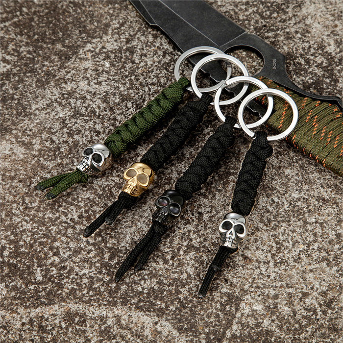 Wholesale Creative Decorative Keychain Gold Silver Fashion Skeleton Stainless Steel Hand Woven Rope