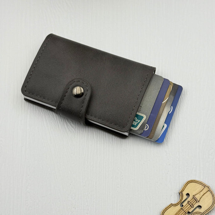 Wholesale RFID Blocking Card Wallet Solid Black PU Leather Everyday Use Gift Boutique Resale MOQ≥2