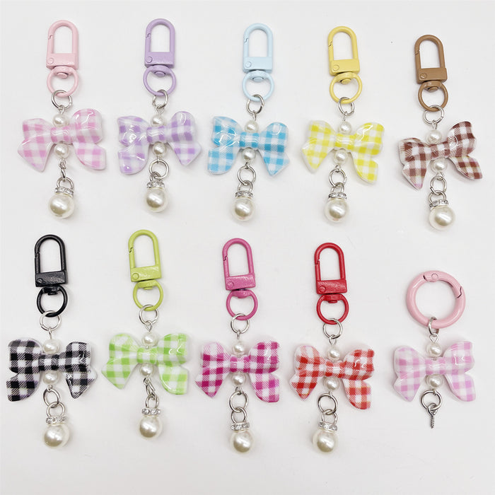 Wholesale Soft Touch Lacquer Bow Keychain Mixed Color Plastic Bag Charm MOQ≥2