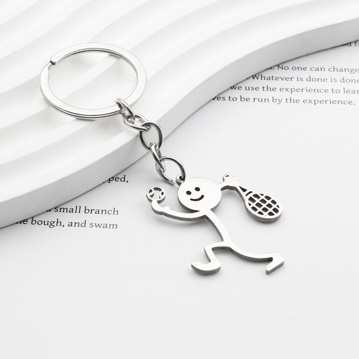 Wholesale Stainless steel keychain sports matchstick couple style keychain funny accessories