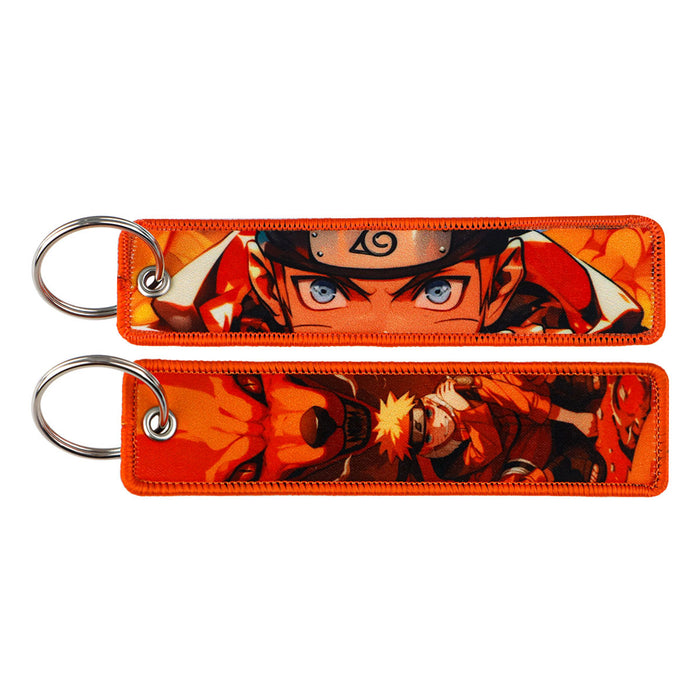 Wholesale Cartoon Anime Woven Label Keychain Pendant  Fabric Anime Peripheral