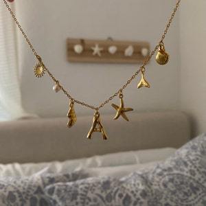 Wholesale Ocean Series Necklace Women's 18k Gold-plated Stainless Steel Conch Sea Star Color-free Necklace