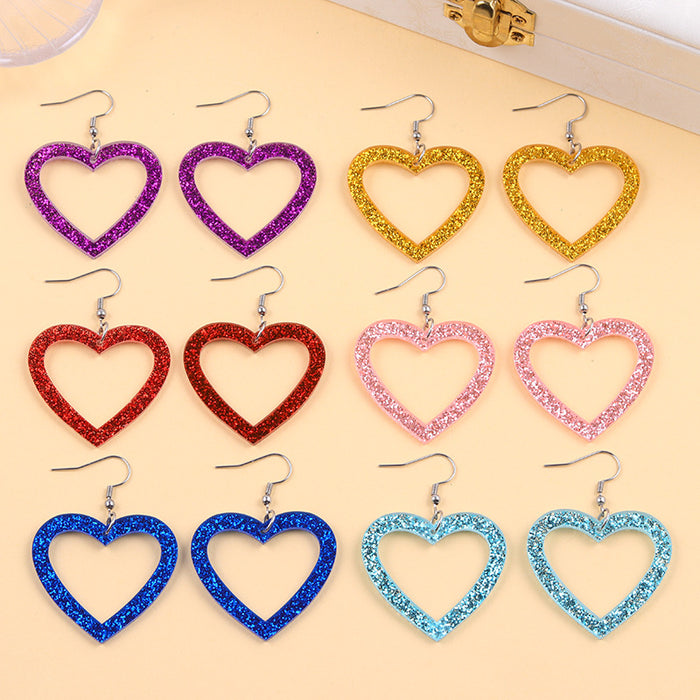 Wholesale Stylish Multi-Colored Heart Acrylic Simple Earrings