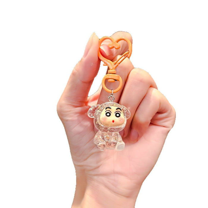 Wholesale Transparent glitter  bear doll pendant,  car bag accessory keychain chain mobile phone pendant small accessories