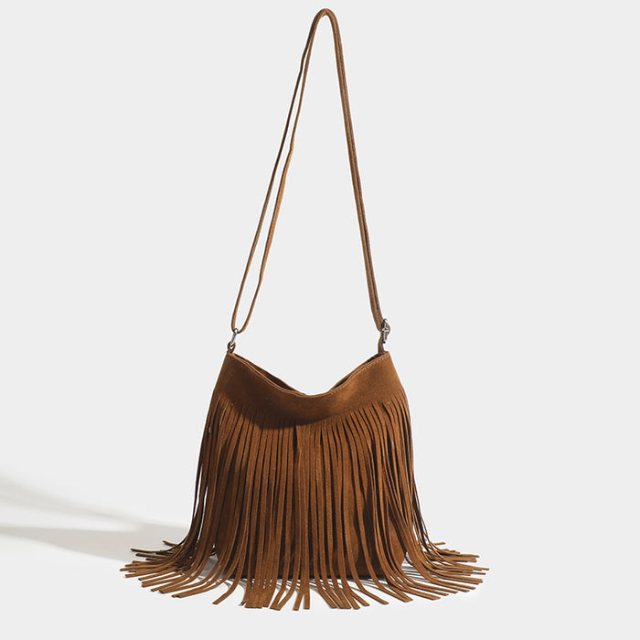 Wholesale PU Bohemian Tassel Classic Vintage Saddle Shoulder Bag JDC-SD-MNK003