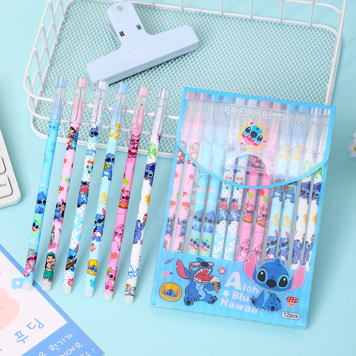 Wholesale New Blue Doll Straight Rod Erasable Neutral Pen Cartoon Pulling Hat Needle Tube Type Water Pen Creative Student Stationery