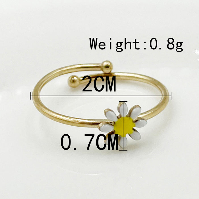 Wholesale Cute Oil Drop Colorful Flower Adjustable Titanium Steel Ring JDC-RS-Jinyue002