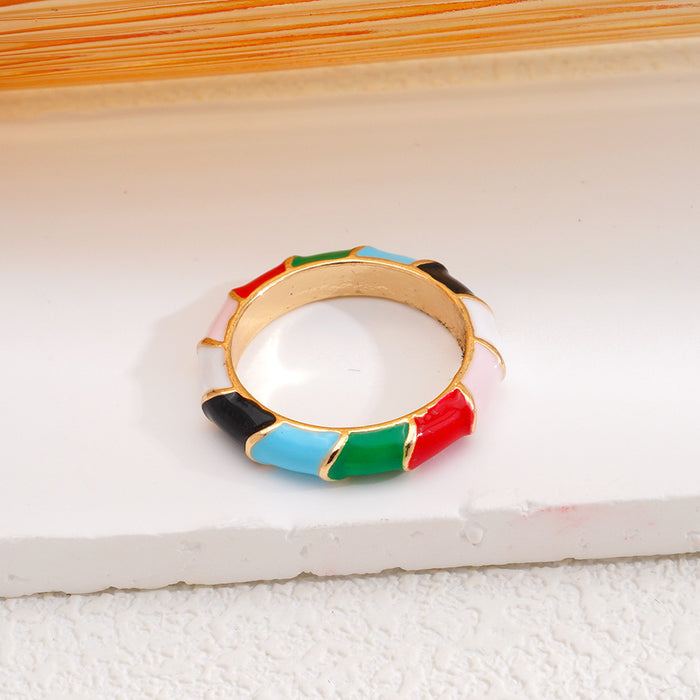 Wholesale Elegant Drip Oil Flower Alloy Ring Light Luxury Fashion Finger Ring Jewelry