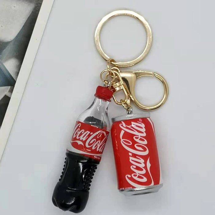 Wholesale simulation Coke  beverage bottle can combination key chain bag car key chain pendant gift