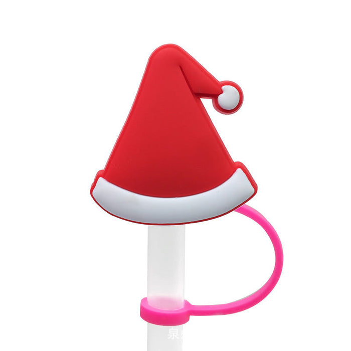 Wholesale Cartoon Christmas Santa Claus Christmas Trees Snowman Silicone Dustproof Straw Plugs JDC-SCR-KuaJi016