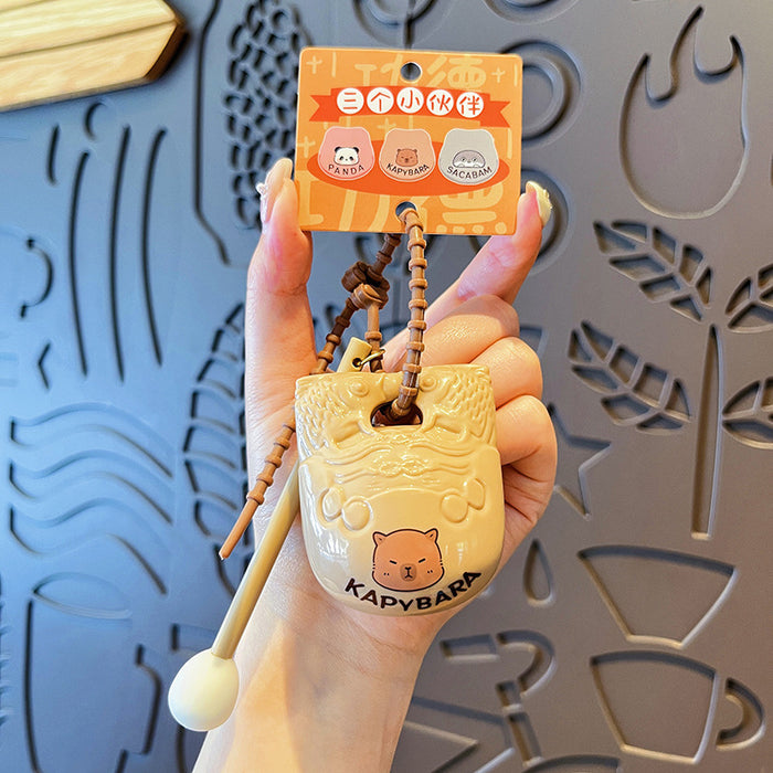 Wholesale Wooden fish keychain creative decompression bag pendant