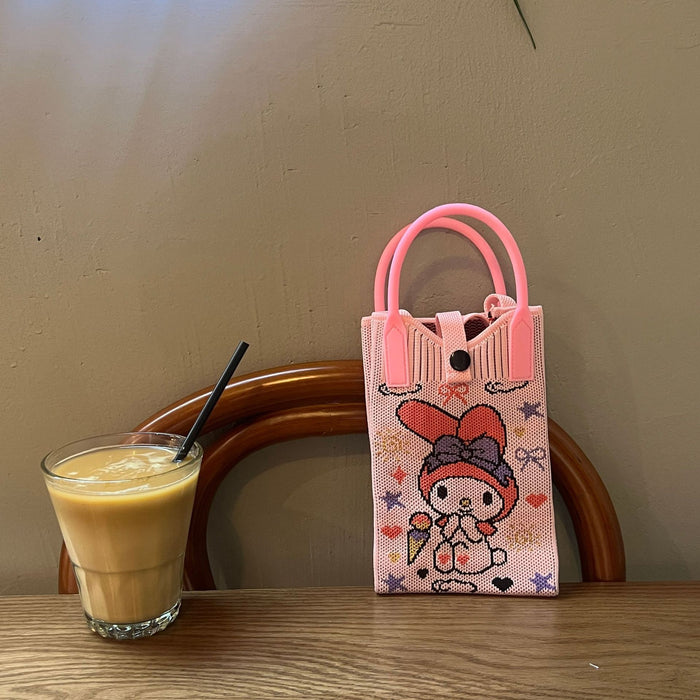 Wholesale Mobile Phone Bag Wool Knitted Small Square Bag  Small Bag Contrast Color