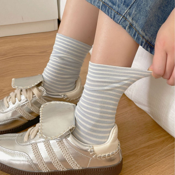Wholesale Striped socks, mid tube socks, thin and minimalist long socks