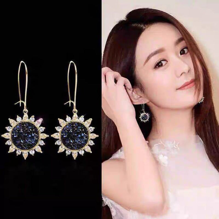 Wholesale Sunflower earrings with temperament, long earrings, trendy and versatile earrings