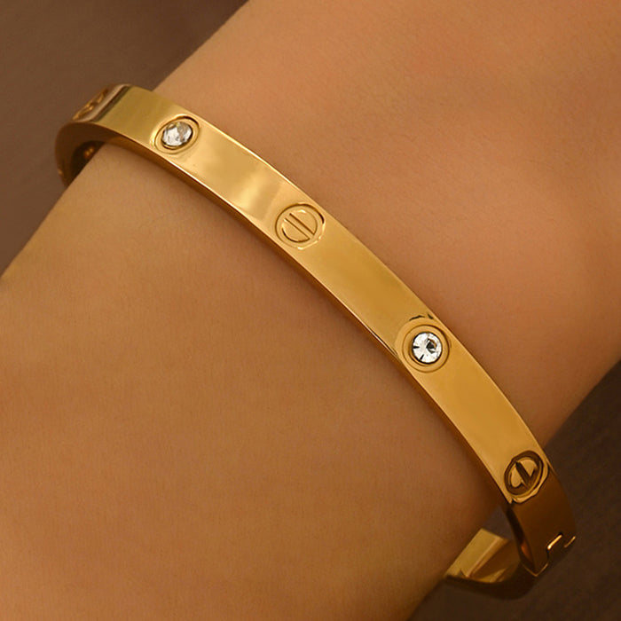 Wholesale Trendy Gold Tone Stainless Steel Bangle Bracelet Chic Jewelry Accessory