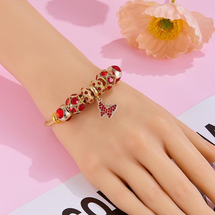 Wholesale Stainless Steel Cartoon Beaded Bracelet with Butterfly Pendant MOQ≥2