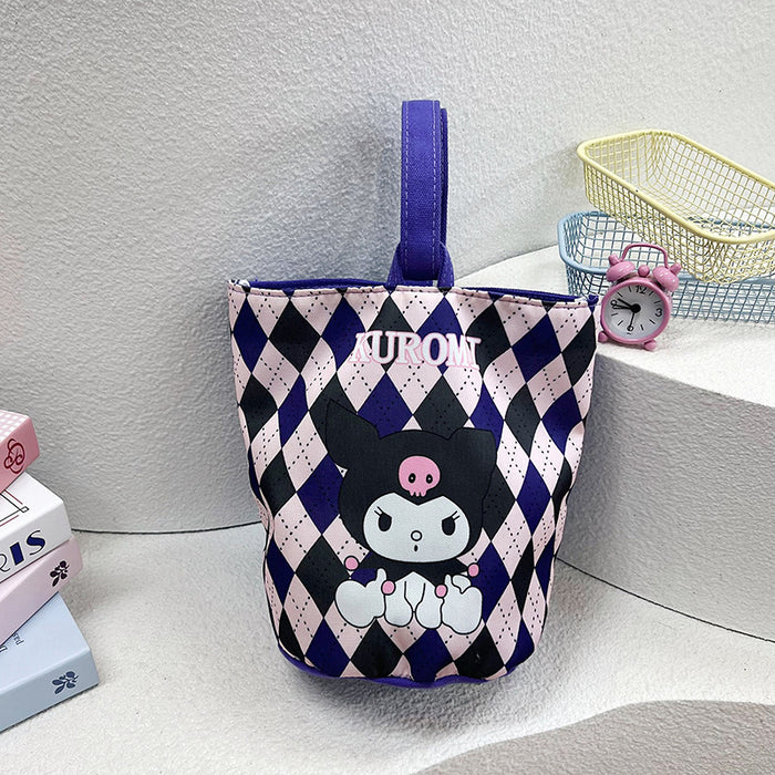 Wholesale Illustration bucket bag cute hand-held cartoon work lunch bag graffiti canvas bag