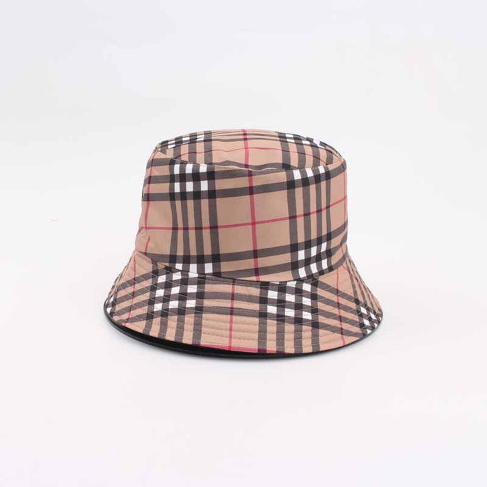 Wholesale Striped checkered basin hat for sun protection and travel, double-sided wearable