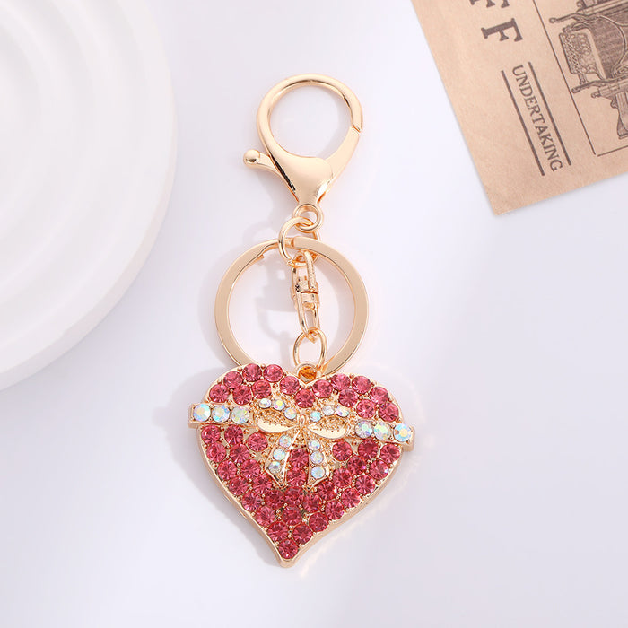 Wholesale Keychain Exquisite Alloy Diamond Bag Pendant Heart Hanging