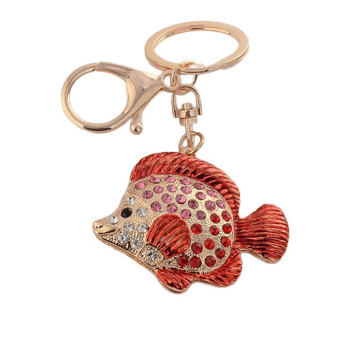 Wholesale Creative diamond studded keychain metal bag accessories key pendant event cartoon gift