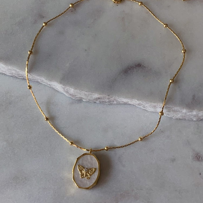 Wholesale Vintage butterfly and seashell openable photo album and frame necklace