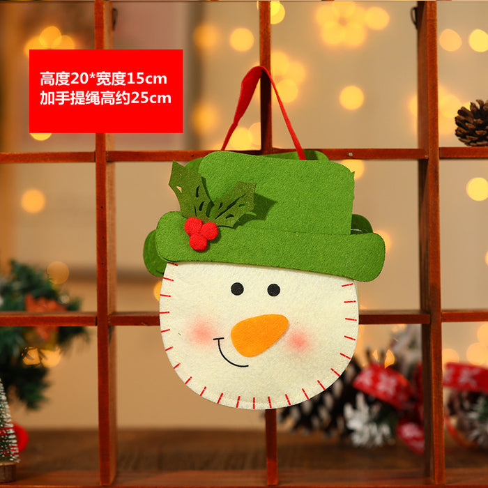 Wholesale Christmas Neck Gift Bag Happy Decal Flower Handbag Candy Bag Cartoon Children' s Handbag Apple Bag Gift Bag