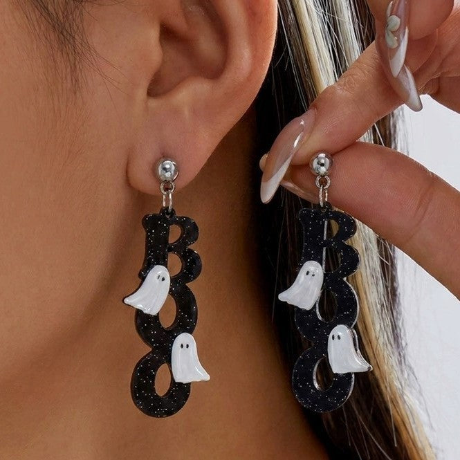 Wholesale  Boo Ghost 2D Acrylic Pendant Earrings Fashion Accessory MOQ≥2