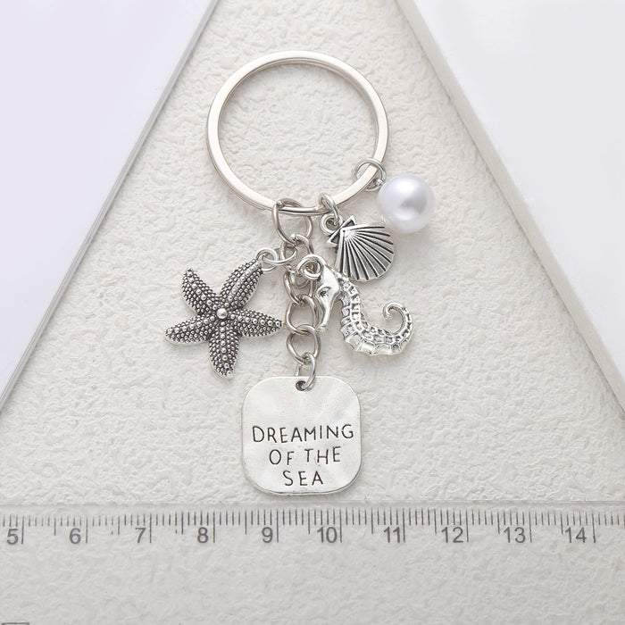 Wholesale Ocean Series Starfish Seahorse Shell Pendant Keychain Niche Creative Pendant School Bag