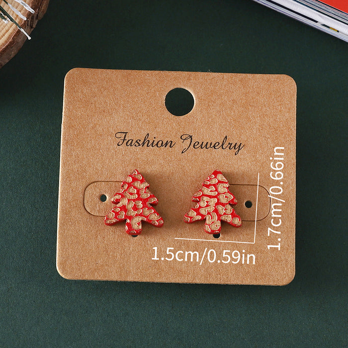Wholesale Christmas Wood Carved Tree Earrings