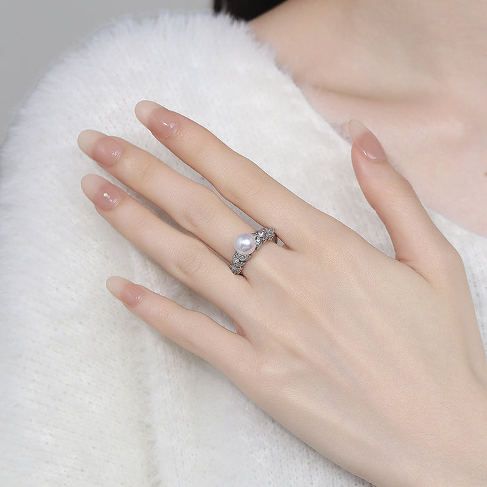 Wholesale Minimalist pearl ring, exquisite, niche, fashionable, versatile, light luxury ring