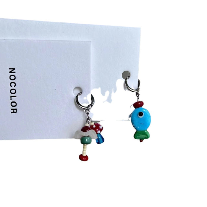 Wholesale Retro bead asymmetrical flower ear buckle design with a sense of niche temperament, simple and unique ear buckle