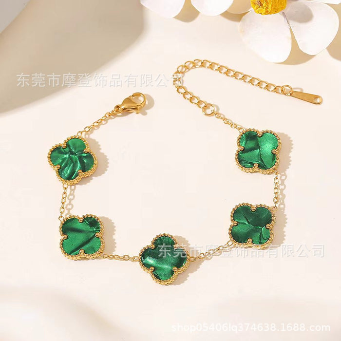 Wholesale titanium steel four-leaf clover bracelet JDC-BT-Modeng002