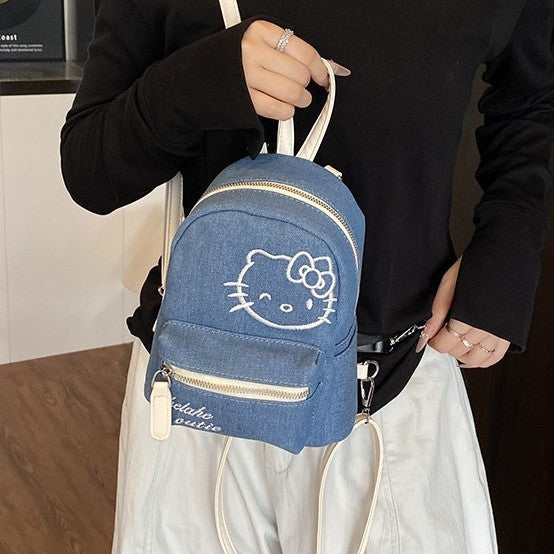 Wholesale New cute printed backpack, new denim handbag, student backpack