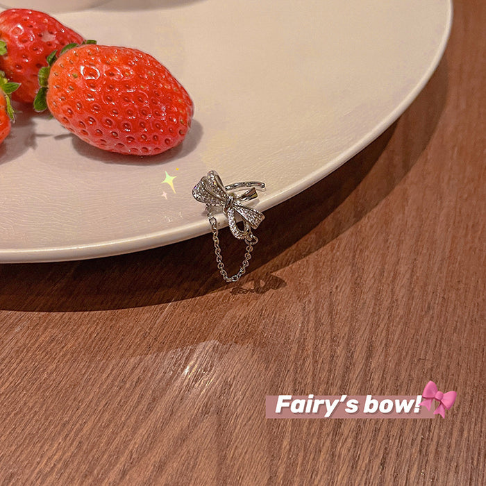 Wholesale Butterfly knot tassel ear clip without ear hole earrings, high-end and elegant temperament ear bone clip