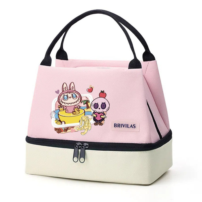 Wholesale  Contrasting Color Printed Double-Layer Insulated Bag Ice Bag Outing Lunch Bag