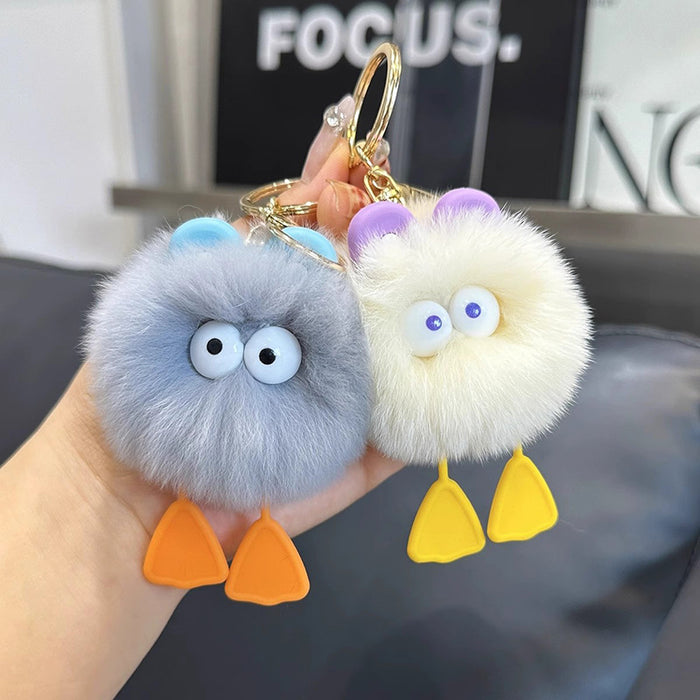Wholesale imitation rex rabbit fur doll little duck plush ball pendant doll schoolbag pendant keychain mobile phone accessories