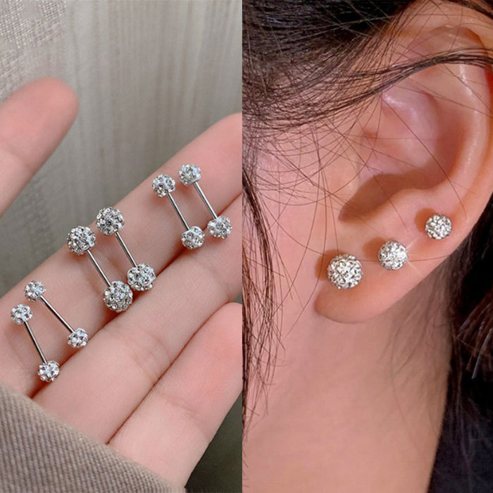 Wholesale high-grade zircon laser ball stud earrings personalized simple all-match earrings