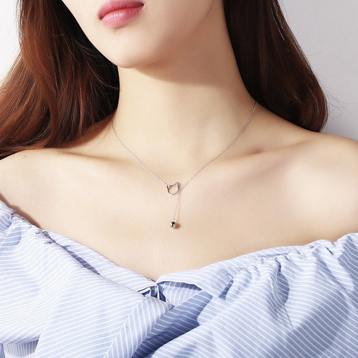 Wholesale Cute cat bell necklace, simple collarbone chain, girl's accessory bracelet, ankle chain