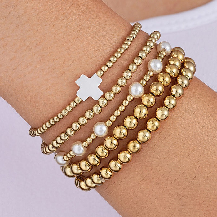 Wholesale CCB round pearl bow bracelet