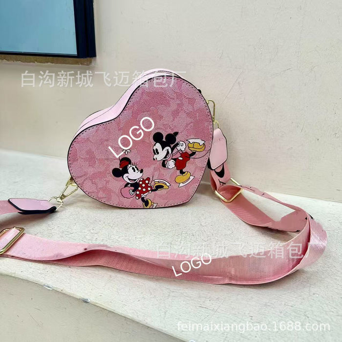 Wholesale Cute heart-shaped cartoon pattern large-capacity commuter crossbody shoulder bag