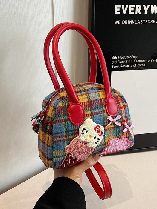 Wholesale Women's Fine Plaid Cute Bow Portable Shoulder Bags