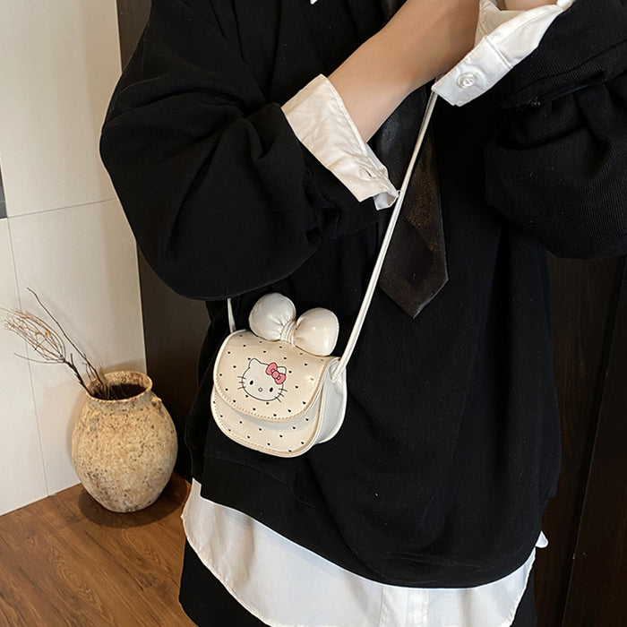 Wholesale New cartoon cute bow mini coin purse with cat print crossbody bag