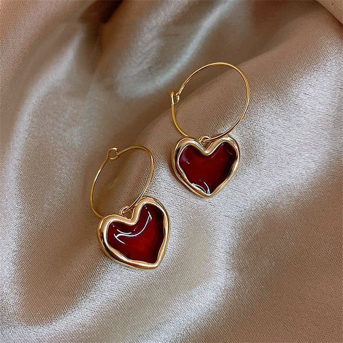 Wholesale wine red Love earrings simple temperament personalized earrings ear jewelry for women