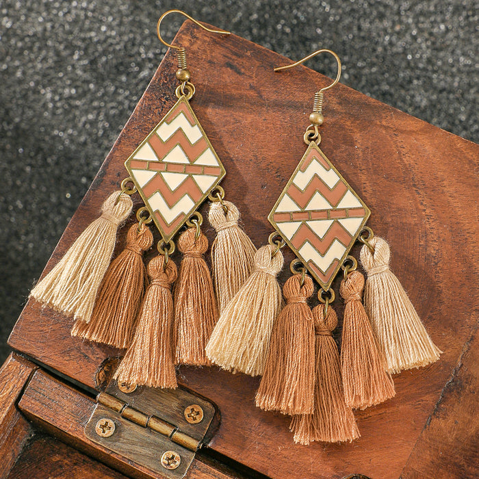 Wholesale Bohemian Artistic Vintage Tassel Earrings Zinc Alloy Jewelry Accessory MOQ≥2