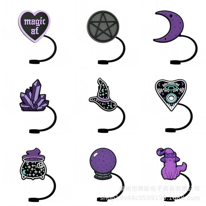 Wholesale New straw cover silicone dust cap plug magic fun cartoon straw cap anime straw accessories